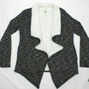 Green Tea Heather Sherpa Wrap Cardigan